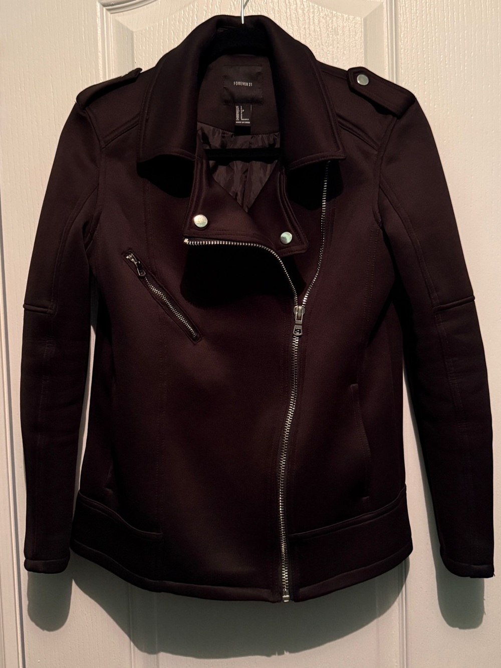 Forever 21 Black Asymmetric Zip Women's Moto Jacket